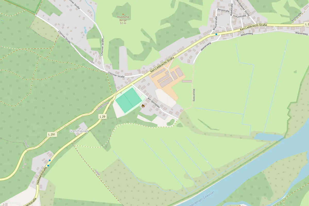 Stadtplan-Ausschnitt: Zweigpraxis Liepe, Am Sportplatz 10, 16248 Liepe